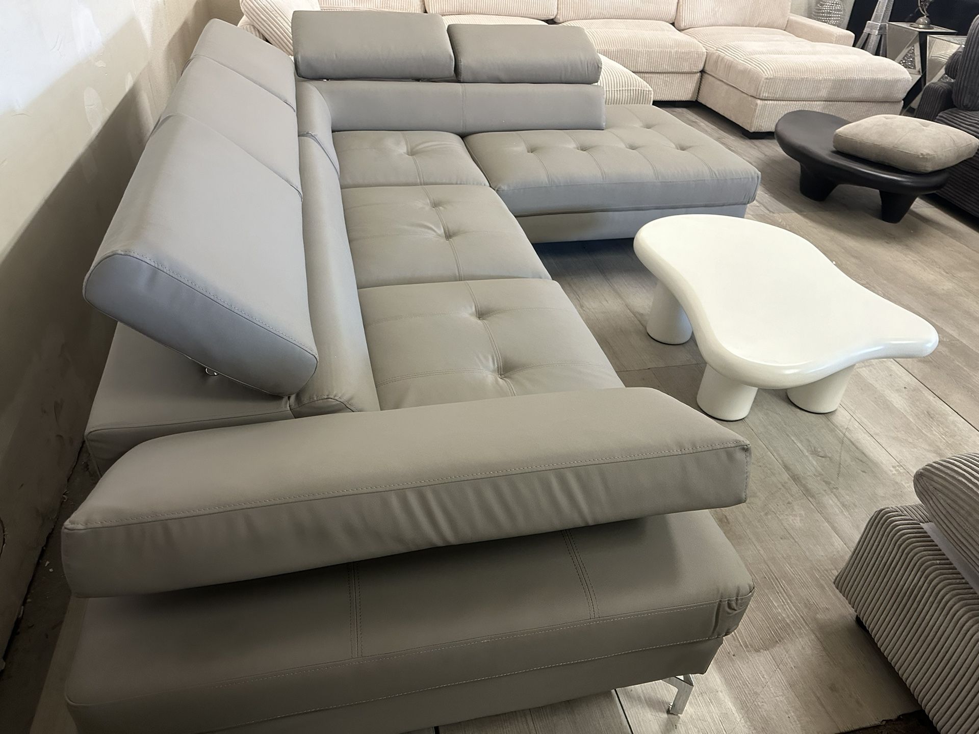 New Gray Sectional Faux Leather