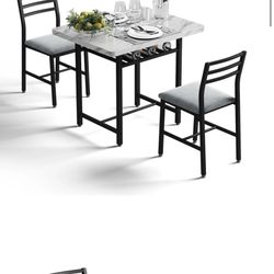 3 Piece Faux Marble Dining Table 