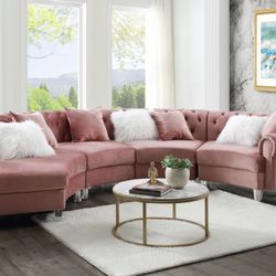 Sectional Sofa Velvet Pink Or Gray 