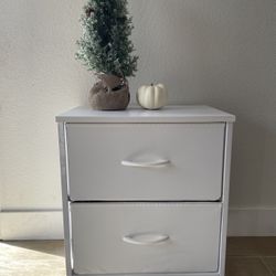 White Side End Table 2 Cloth Drawers