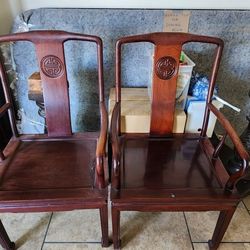 Pair of Elegant Wooden Accent Chairs