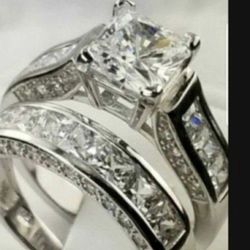 ❤Womens Wedding Engagement Ring Set Princess White Cz 925 Sterling Silver Sz 5-10❤