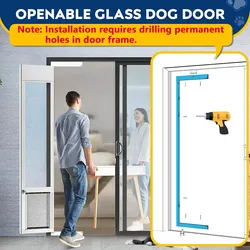 Large Dog Door for Sliding Glass Door,Openable Pet Door for Sliding Glass Doors，All-Metal Framed & Panel & Lock,Adjustable 75 7/8" to 81" Slider Heigh