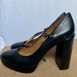 COACH Mary Jane Platform Pumps Black leather