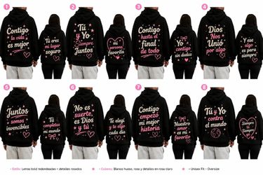 Matching Couple Hoodies Black with Pink Print