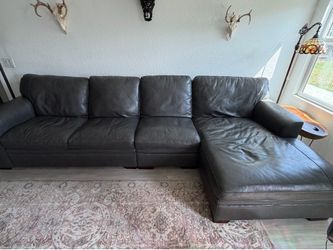 Grey leather sofa **price reduced**