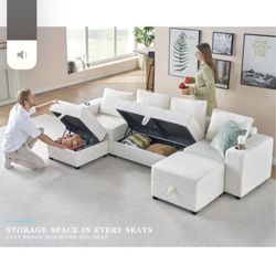114” Storage sectional couch 