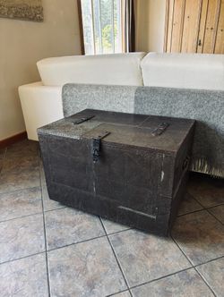 Antique Industrial Zinc Covered Trunk