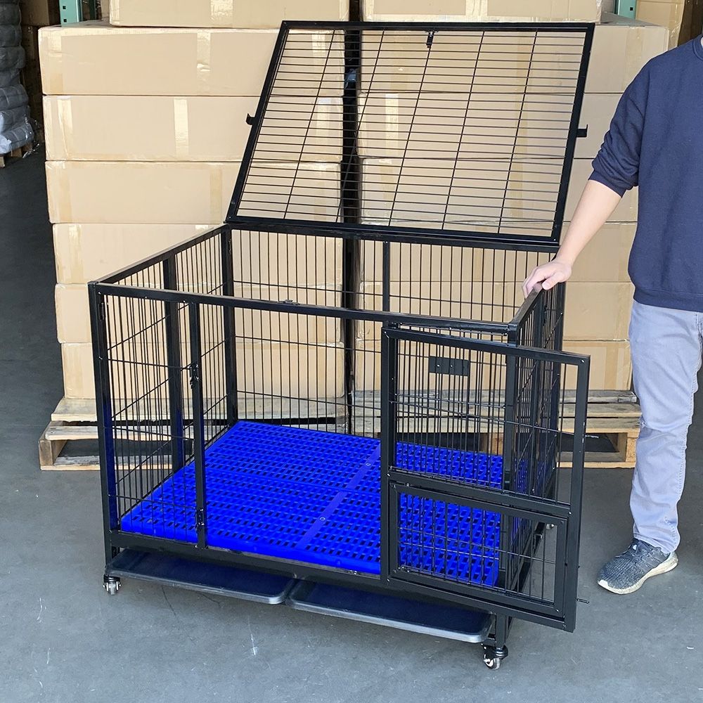$180 (New) Heavy-duty dog cage 41x31x34” single-door folding kennel w/ plastic tray
