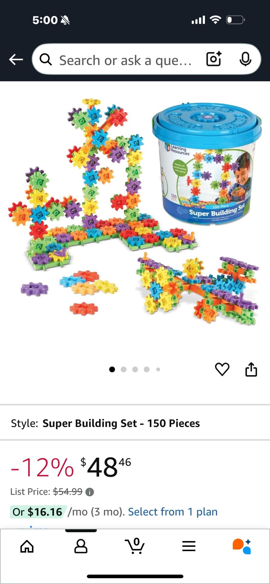 Learning Resources Gears! Gears! Gears! Super Building Toy Set, STEM Toys, Construction Toys, Gears for Kids, 150 Pieces, Ages 3+