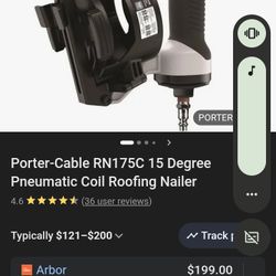Porter-Cable RN175C 15 Degree Pneumatic Coil Roofing Nailer