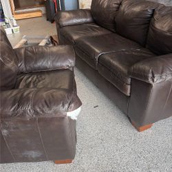Leather Sofa & Chair