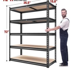 72" H 35.5" W 16" D Heavy-Duty 5Tier garsge shelving  Storage