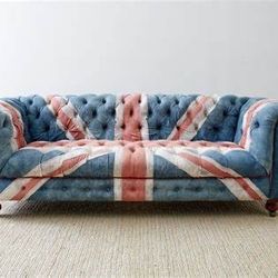 Union Jack Denim Tufted Sofa