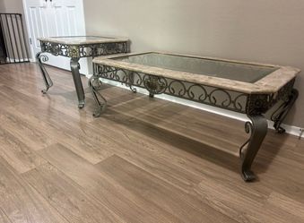 2-Piece Marble Top Coffee Table Set