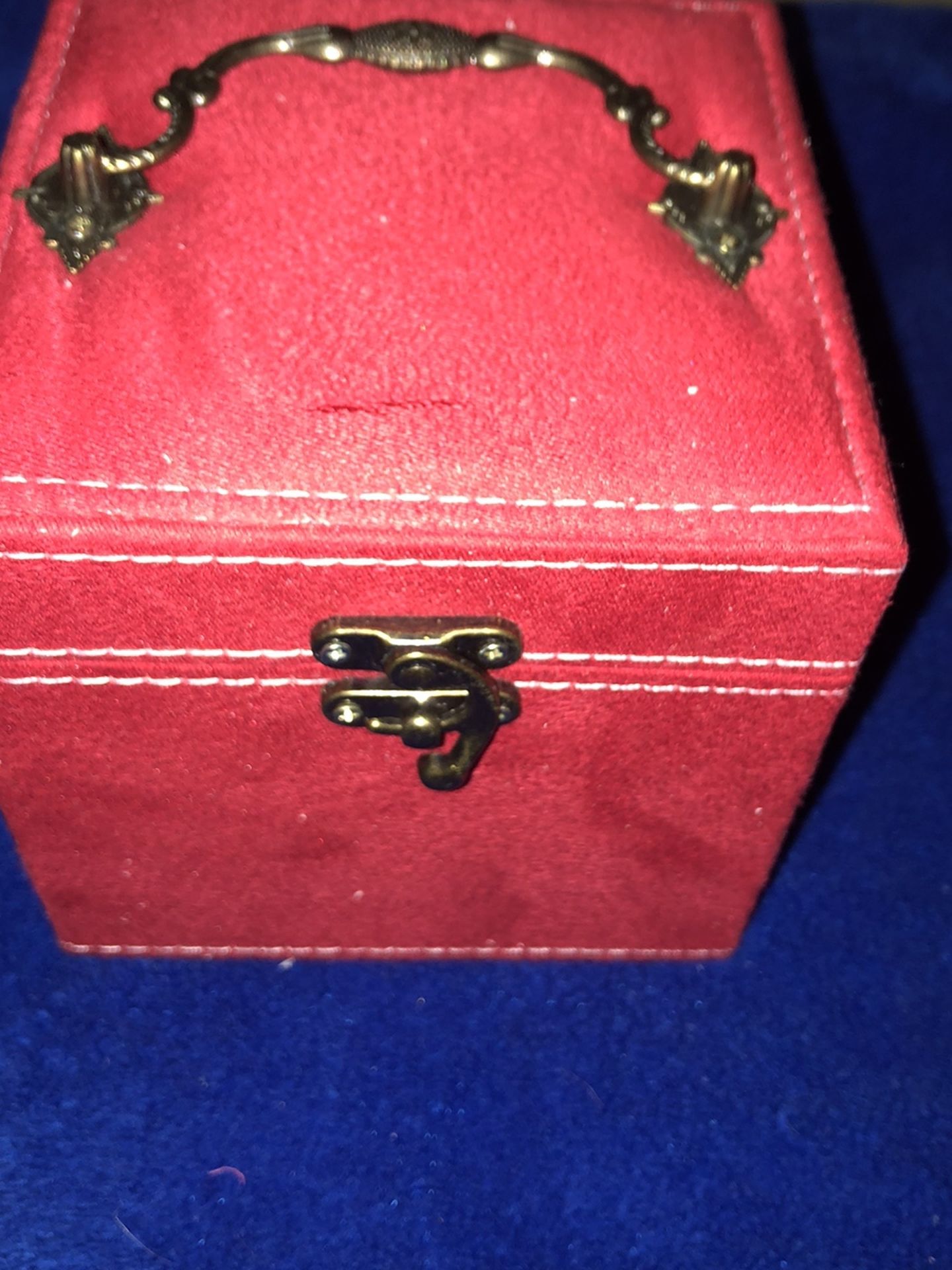 NWOT RED JEWELRY BOX GOLD HANDLE AND LOCK