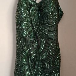 Green Glittery Party Dress 