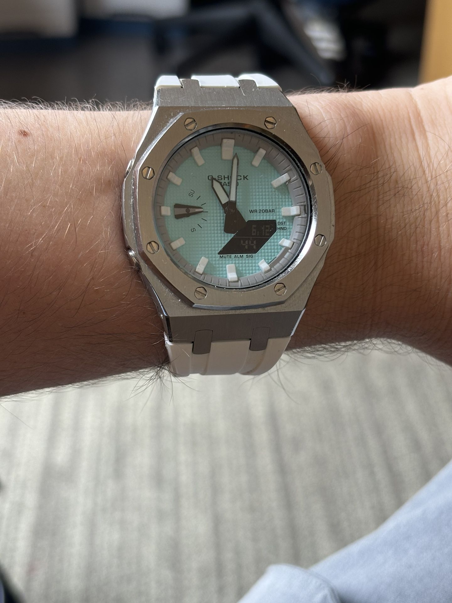 Custom Tiffany Blue CasiOak G Shock W/ AP Royal Oak Bracelet