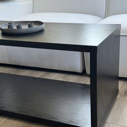Modern & Minimalist Black Coffee Table with Shelf
