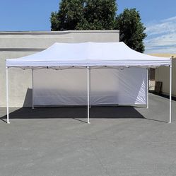 (New in box) $220 Heavy-Duty Canopy 10x20 ft with (2 Sidewalls), EZ Popup Shade Outdoor Gazebo, Carry Bag 