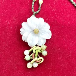 Asian Jade Floral Necklace 