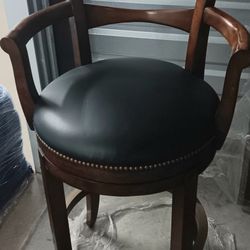 Swivel Bar Stool,  Birch Wood & Leather Seat,  From Woodbridge Furniture

 