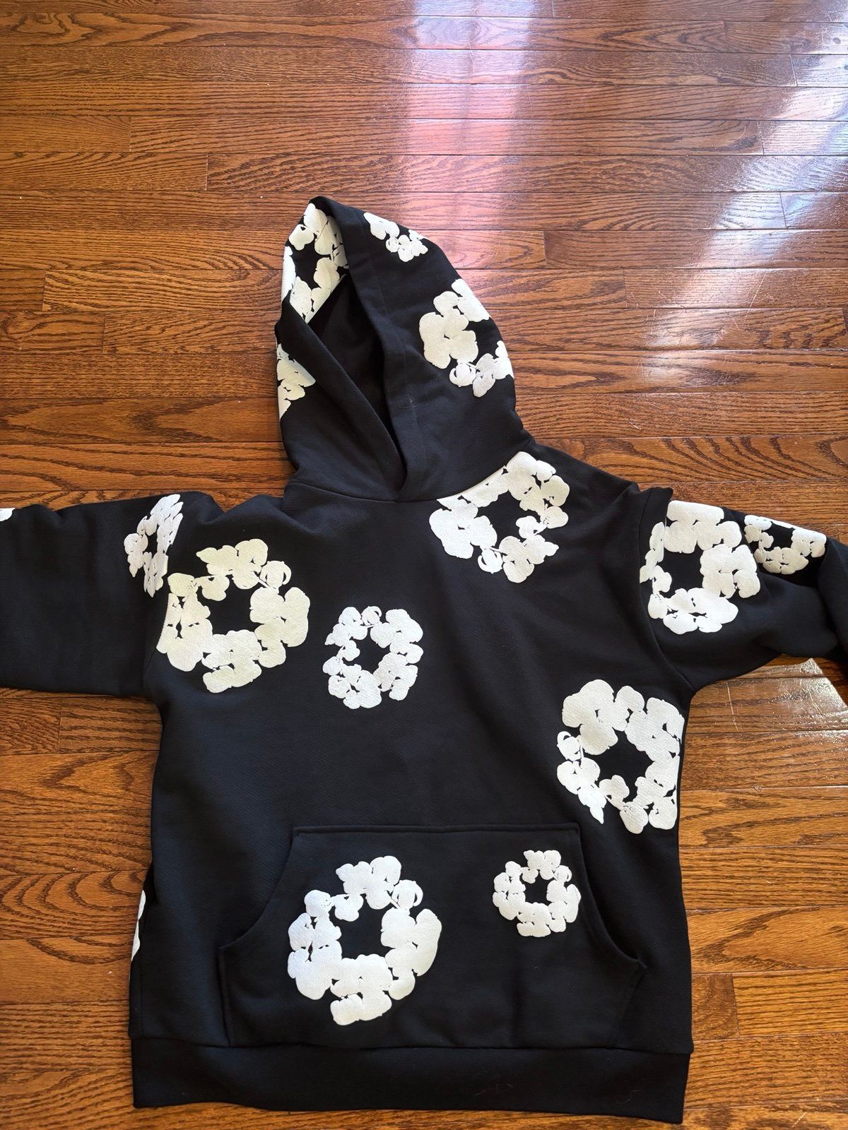 black and white denim tears hoodie 