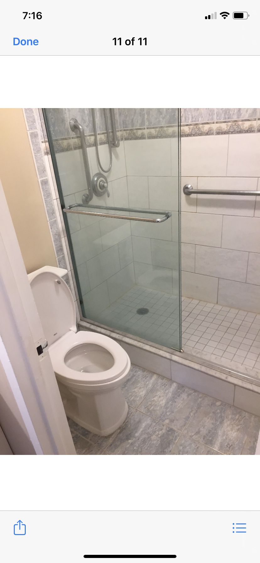 Frameless shower door chrome finish
