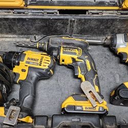 Dewalt 2ov Impact Drill, Hammer Drill Drywall Drill And Case 
