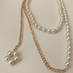*Convertible* New Necklace or Waist Chain with a flower pendant, 41” Long