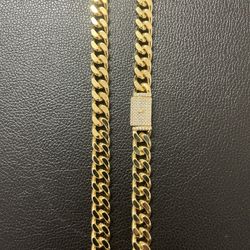 14 K Gold Plated Cuban Link Chain.