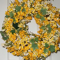 Yellow and White Berry Wreath