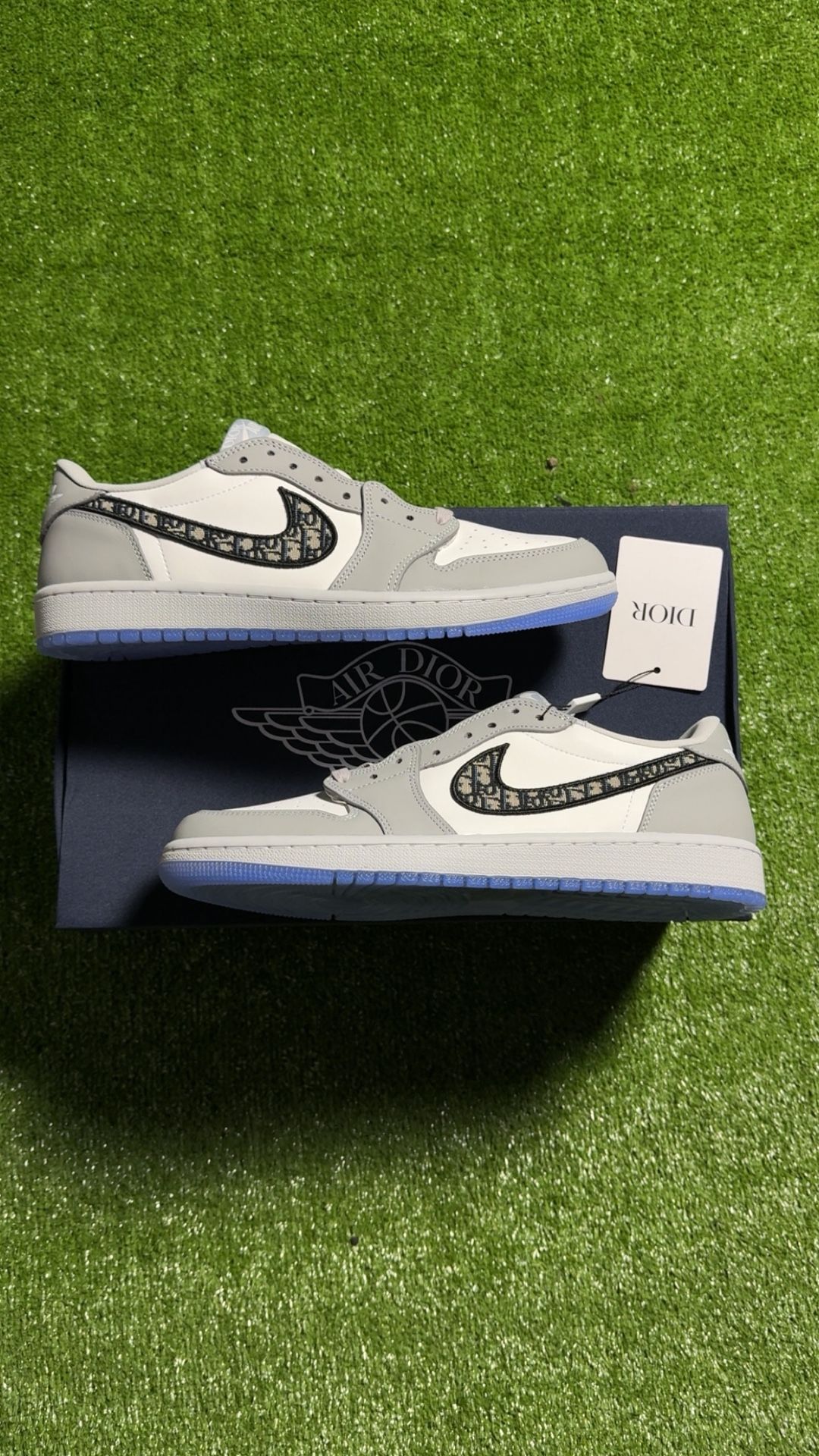 Dior x Air Jordan 1 Low Gray Grey Navy White Size 11