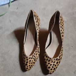 Loeffler Randall Pumps Tasmin Cheetah Print Pony Hair Size 8 Pointed Toe Heels