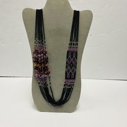 Black/Purple Multicolor Beaded Necklace