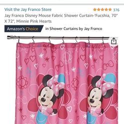 New Never Used Minnie Mouse Shower Curtain And Rug Set For Bathroom