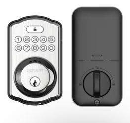 Single Cylinder Castle Electronic Keypad Deadbolt Satin Nickel