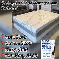 Queen Cooling Gel Hybrid Memory Foam Mattress!