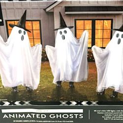 ANIMATED SPOOKY GHOST LIGHTED HALLOWEEN ANIMATRONIC 60" YARD DECOR ( Set of 3)