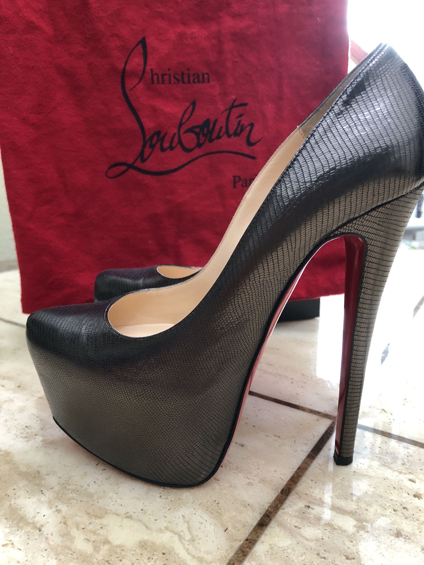 Christian Louboutin Daffodil lizard Pumps - Glaze Chocolate Brown 