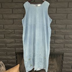Country Wear Plus Light Blue Embroidered Cotton Denim Maxi Dress 4X (Read Description)