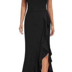 Women's High Neck Split Bodycon Mermaid Evening Cocktail Long Dress in black