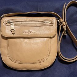 Authentic Cole Haan Camel Leather Crossbody Letter Carrier Purse