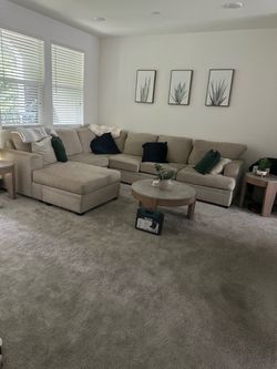 Beige sectional couch
