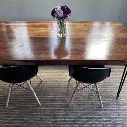 Solid Wood Live Edge Dining Table + Bench