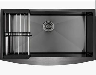 Black Stainless Steel Farmhouse Kitchen Sink
