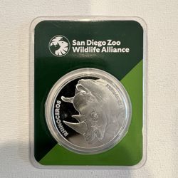 1 Oz Fine Silver Round San Diego Zoo Rhinoceros 