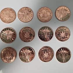 420  1 Oz COPPER COINS - 12 IN TOTAL