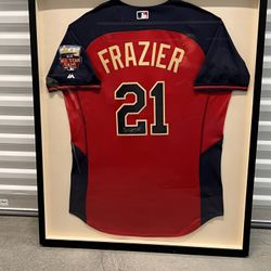 Todd Fraizer Autographed Baseball Jersey In Frame