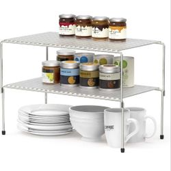 Set of 2 Kitchen Cabinet Organizer and Storage Shelves Stackable